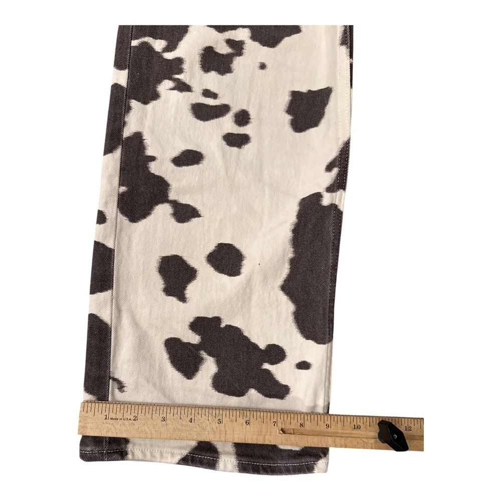 Abercrombie & Fitch Cow Print Straight Leg Jeans - Black and Cream - Picture 7 of 9